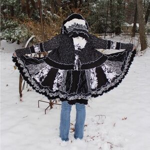 Katwise Style Black and White Hooded Sweater Coat by TheBlueEyedUnicorn